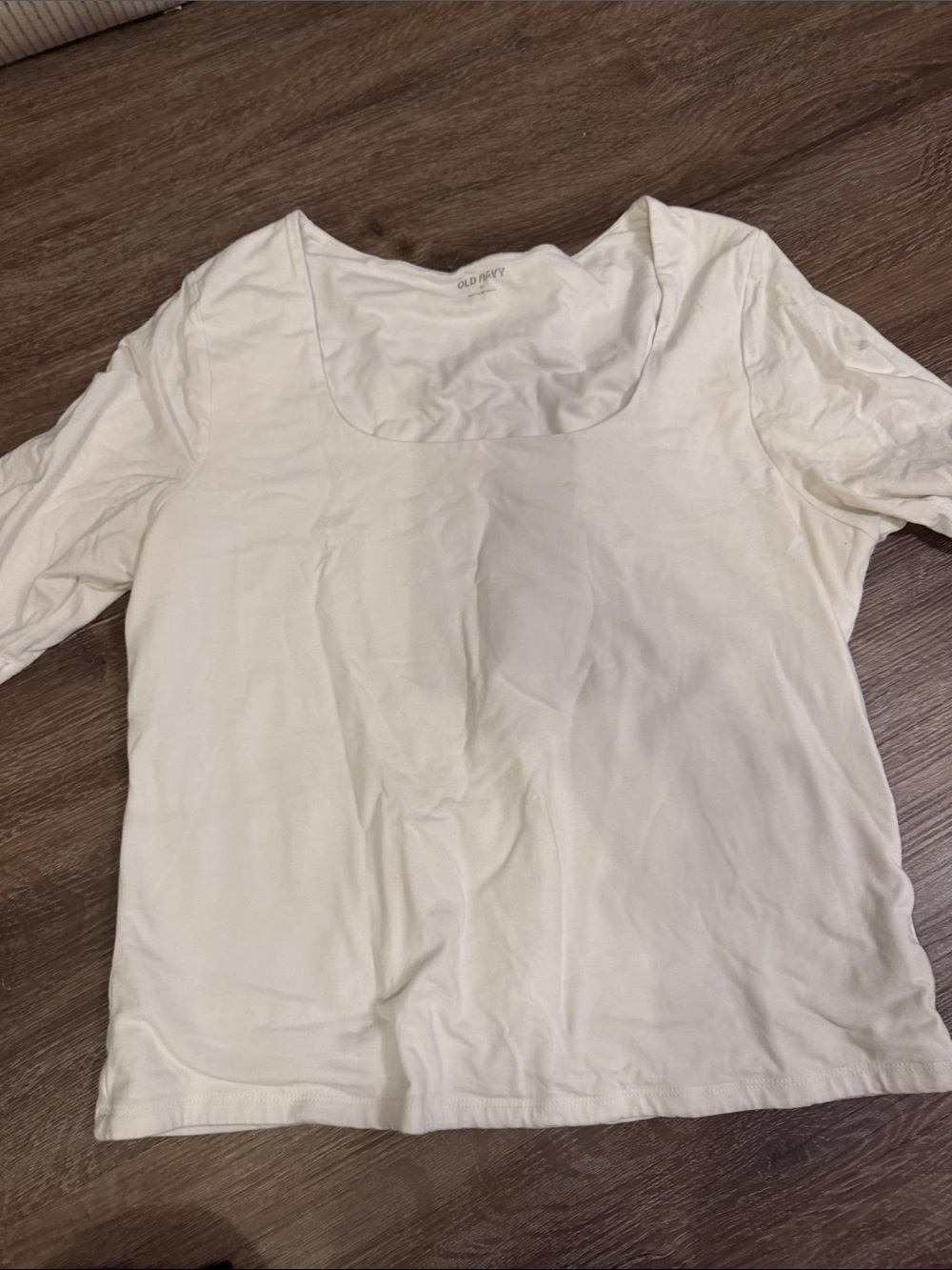 Old Navy Cream Square Neck Short Sleeve Tee